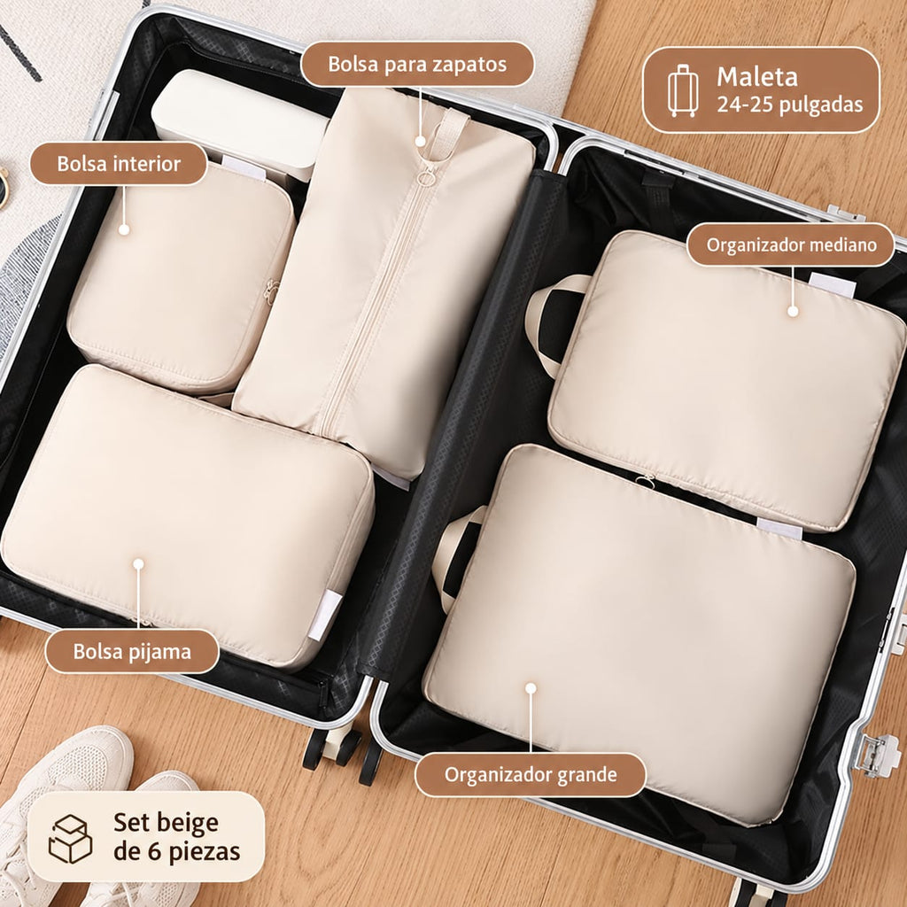 OASIVIO Travel | Cubos de compresión para maleta (6 piezas)