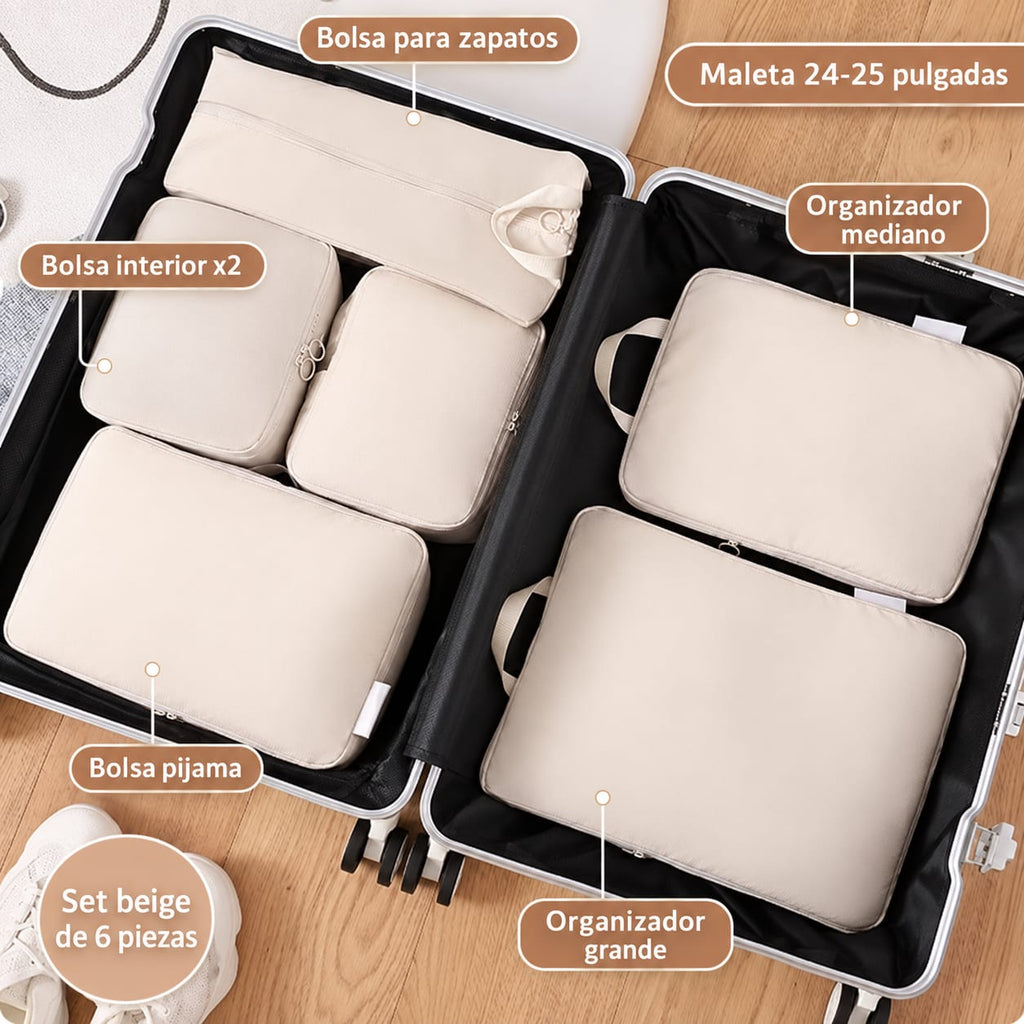 OASIVIO Travel | Cubos de compresión para maleta (6 piezas)